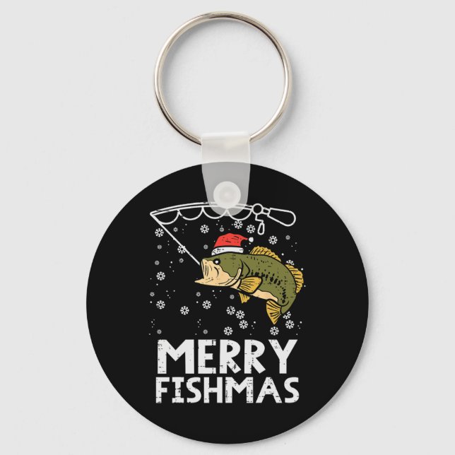 Frohe Fishmas Fisch Fischen Weihnachten Vater Männ Schlüsselanhänger (Vorderseite)