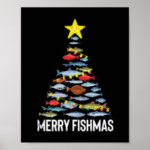 Frohe Fishmas Funny Fish Weihnachtsangeln Weihnach Poster