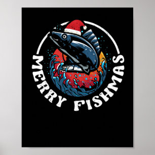 Frohe Fishmas Funny Fish Weihnachtsangeln Weihnach Poster