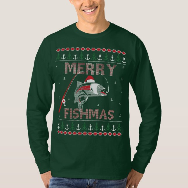 Frohe Fishmas hässliche Weihnachten HoHoHo.. T-Shirt (Vorderseite)