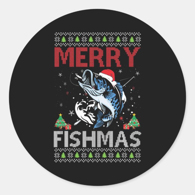 Frohe Fishmas hässliche Weihnachtsfische Geschenk  Runder Aufkleber (Vorderseite)