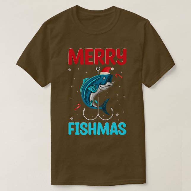 Frohe Fishmas Weihnachten Funny Fishing Fish Santa T-Shirt (Design vorne)