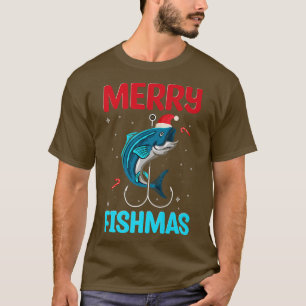 Frohe Fishmas Weihnachten Funny Fishing Fish Santa T-Shirt