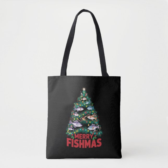 Frohe Fishmas Weihnachtsbaum Lights Fish Angeln (Vorderseite)