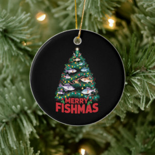 Frohe Fishmas Weihnachtsbaum Lights Fish Angeln Keramik Ornament