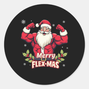 Frohe Flex-mas Muskeln für Weihnachten Weihnachten Runder Aufkleber