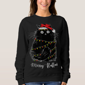 Frohe Fluffmas Katzen mit Weihnachtsmannmütze Xmas Sweatshirt