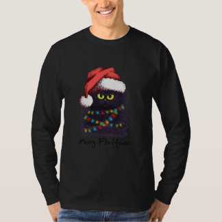 Frohe Fluffmas Katzen mit Weihnachtsmannmütze Xmas T-Shirt