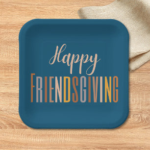 Frohe Friendsgiving-Dankeschön-Typografie Herbst Pappteller