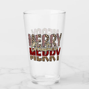 Frohe Frohe Weihnachten mit Leopard- und Karomuste Glas