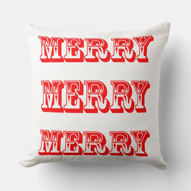 Frohe, fröhliche, frohe Weihnachten und glückliche Kissen (Vorderseite)