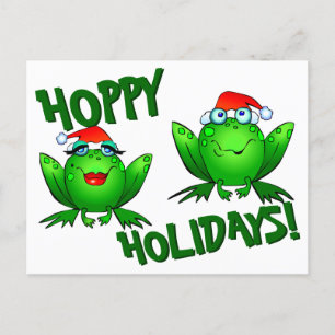 Frohe Frühlingsferien Süße Cartoon-Weihnachtsfrösc Postkarte