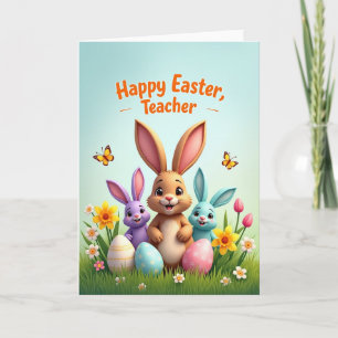 Frohe Frühlingsgrüße Lehrerin-Hase Karte