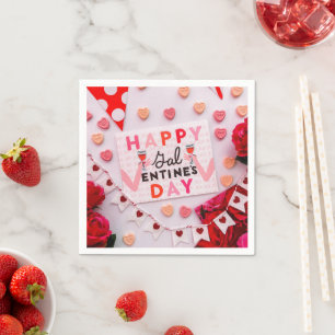 Frohe Galentine's Day Food & Spirits Party Serviette
