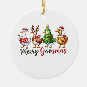 Frohe Gänsemas Weihnachtsgans mit Santa-Hut Keramik Ornament