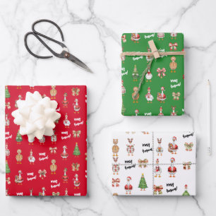 Frohe Gansman Weihnachtsgans Geschenkpapier Set