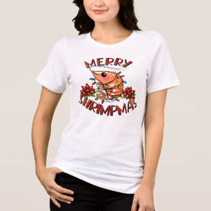 Frohe Garnelenweihnacht Pun Tri-Blend Shirt