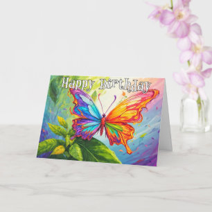 Frohe Geburtstag Bunte Künstlerische Schmetterling Karte