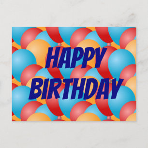 Frohe Geburtstag Bunte Rote Gelbe Blaue Luftballon Postkarte