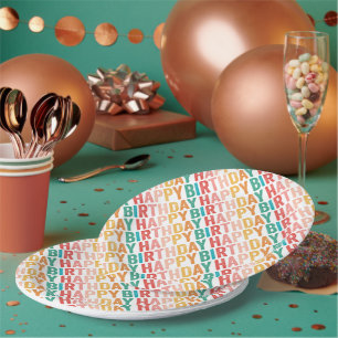 Frohe Geburtstag Farbige Typographie  Pappteller