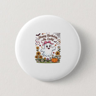 Frohe Geburtstag Frau Emily Halloween Geist Kürbis Button