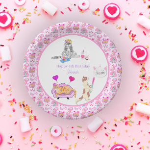 Frohe Geburtstag Katzen feiern eine Party Name Pappteller