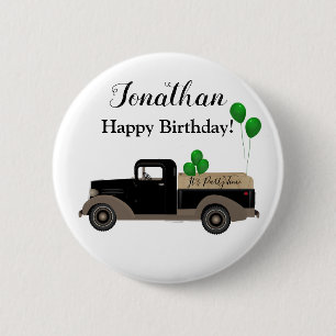 Frohe Geburtstag LKW Ballons Knopf Pin Button