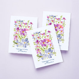 Frohe Geburtstag Mum Wasserfarben Wildblume Karte