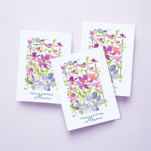 Frohe Geburtstag Mum Wasserfarben Wildblume Karte