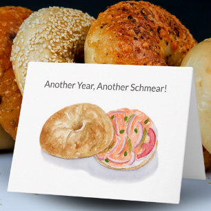 Frohe Geburtstag Wasserfarbe Bagels Räucherlachs Karte