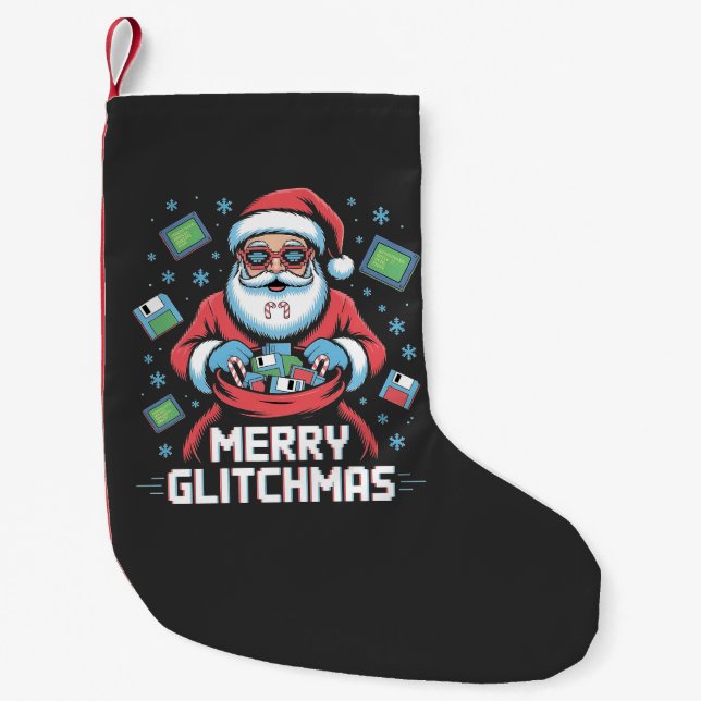 Frohe Glitch-Weihnachten Coder Programmierer Weihn Kleiner Weihnachtsstrumpf (Vorderseite)
