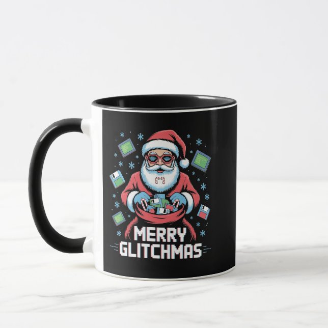 Frohe Glitch-Weihnachten Coder Programmierer Weihn Tasse (Links)