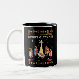 Frohe Glizzmas hässliches Weihnachten Hot Dog Xmas Zweifarbige Tasse