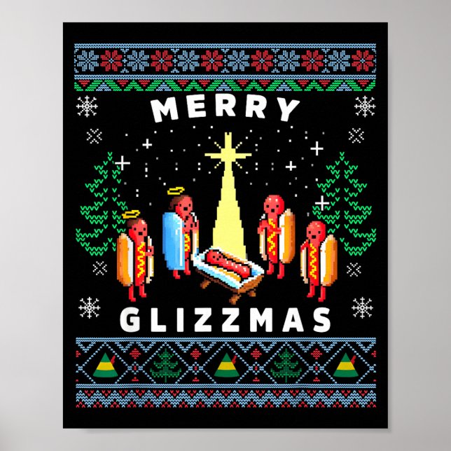 Frohe Glizzmas Lustiger hässlicher Weihnachtspullo Poster (Vorne)