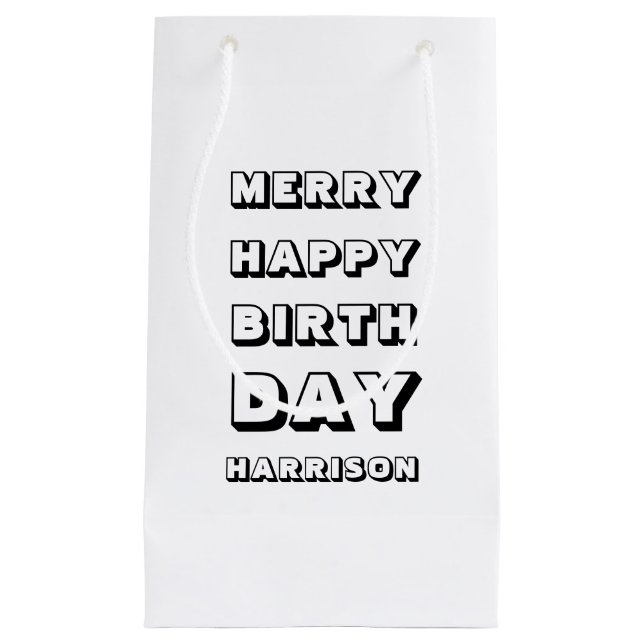 Frohe Glücklichkeit Geburtstag individuelle Name W Kleine Geschenktüte (Vorderseite)