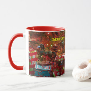 Frohe Go-Round Horse Weihnachtskaffee-Cup Tasse