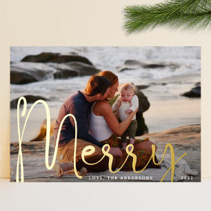 Frohe Gold Weihnachten Vollformat-Foto Modern Folien Feiertagskarte