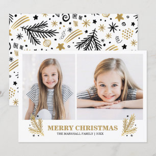Frohe goldene schwarze Pinien Weihnachten 2 Foto Einladung