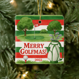 'Frohe Golf-Weihnachten!' Benutzerdefiniertes Golf Keramikornament