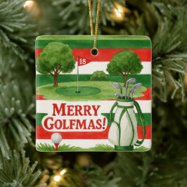 'Frohe Golf-Weihnachten!' Golfer feiern fröhliche Keramikornament