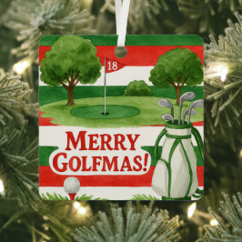 'Frohe Golf-Weihnachten!' Golfer feiern fröhliche Ornament Aus Metall