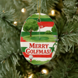'Frohe Golf-Weihnachten!' Golfer Frohe Weihnachten Keramik Ornament
