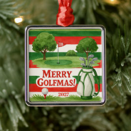 'Frohe Golfmas!' Golfspieler Individuelles Jahresg Ornament Aus Metall