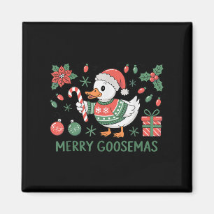 Frohe Goosemas Süße Weihnachtsgans Santa Hut Licht Magnet