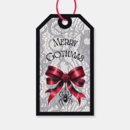 Frohe Gothmas-Rose-Schleife mit Spinnen-Geschenkan Geschenkanhänger