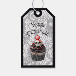 Frohe Gothmas-Totenkopf-Cupcake-Geschenk-Anhänger Geschenkanhänger