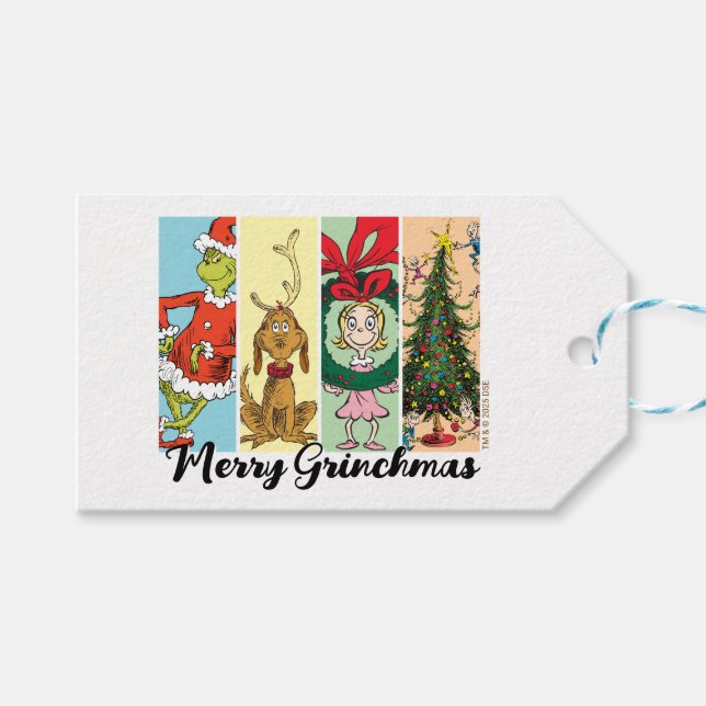 Frohe Grinch-Weihnachten Collage Geschenkanhänger (Vorderseite (Horizontal))