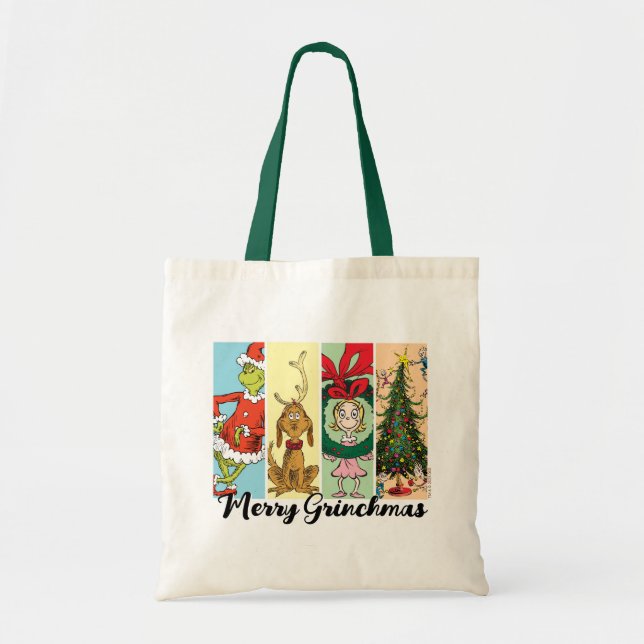 Frohe Grinch-Weihnachten Collage Tragetasche (Vorne)