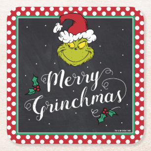 Frohe Grinch-Weihnachten Grinch-Weihnachtsfeier Rechteckiger Pappuntersetzer
