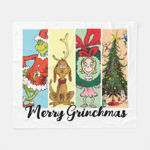 Frohe Grinchmas-Feiertagskollage Fleecedecke
